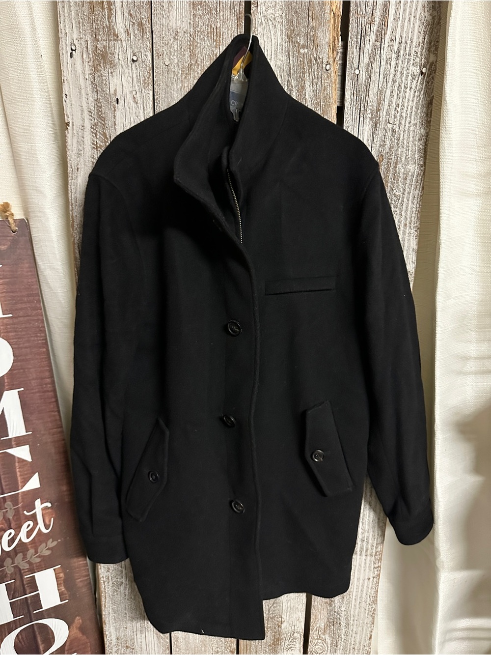 Daniel Cremieux Black Wool Pea Coat
